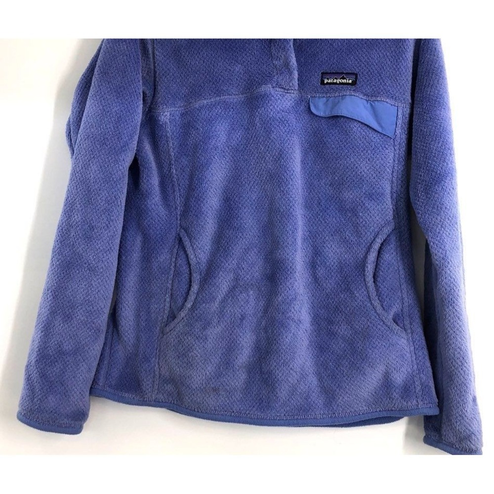 Patagonia Women M Re-Tool Snap-T Fleece Pullover Purple High Pile Western Biker - Picture 2 of 12